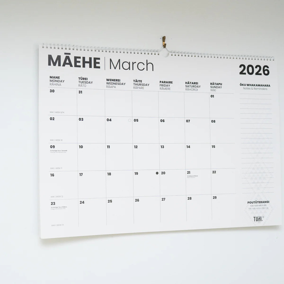 2026 Mahere ā Marama Māori Wall Calendar