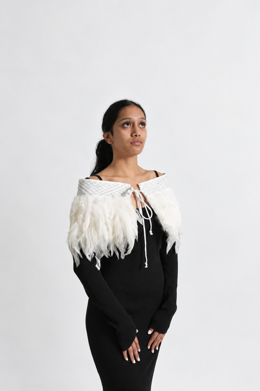 Hiwa White korowai — Cape — Silver upward glance.